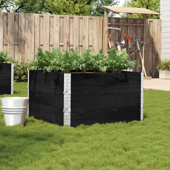 Jardinière bois de pin noir 100 x 100 x 60.5 cm - PANGIVO - Image 1