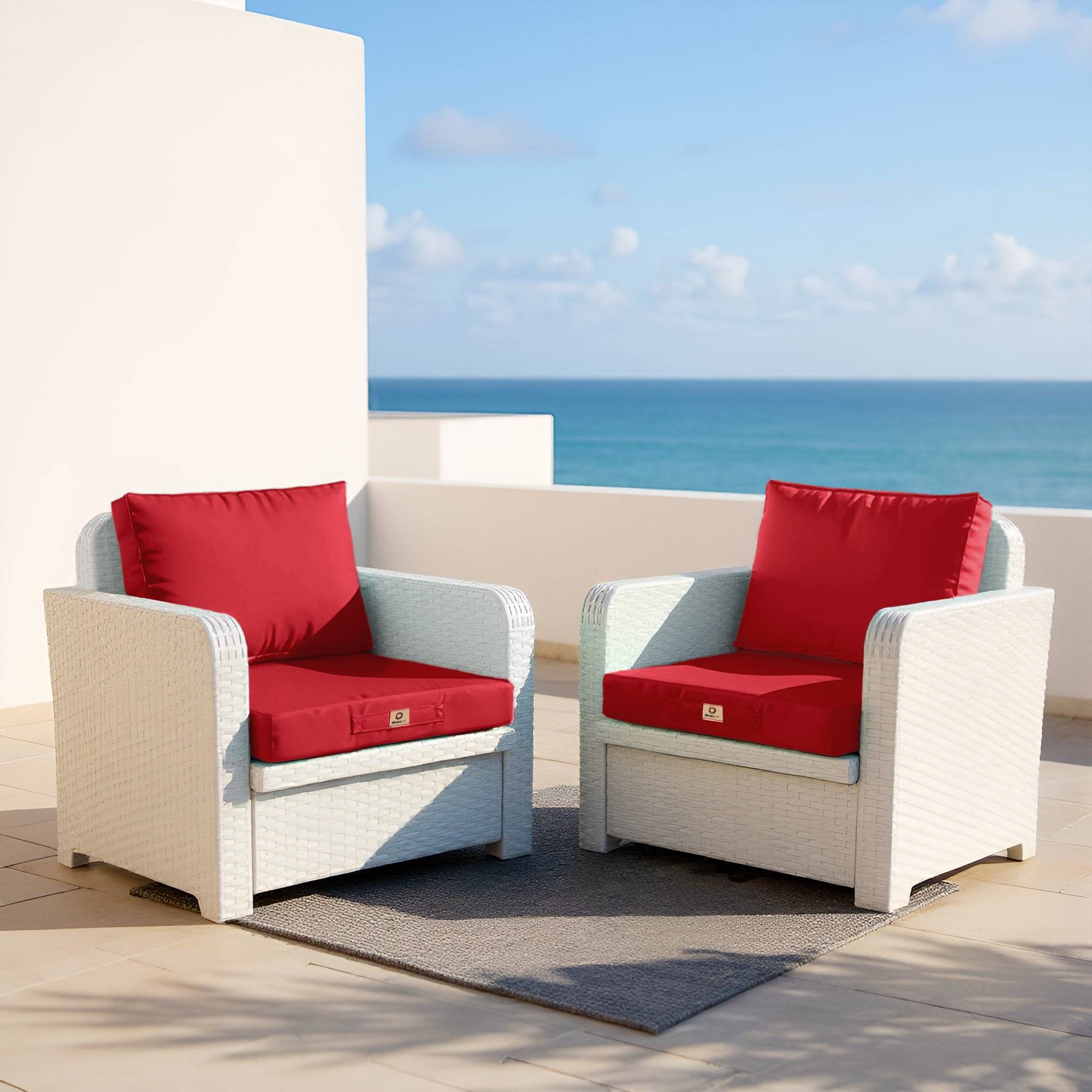 Coussins pour salon de jardin déhoussable 60x70cm Rouge - Déco arts - Image 2