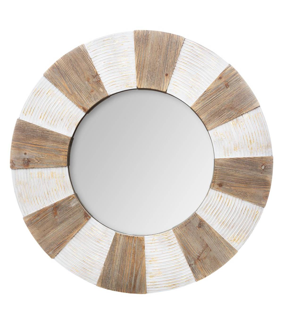 Grand Miroir mural en Bois effet Vieilli avec Relief D 90 cm - Image 1