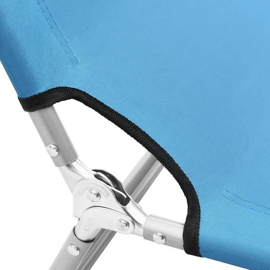 Chaise longue | Transat | Bain de soleil pliable acier et tissu bleu turquoise - Image 6