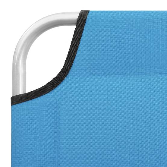 Chaise longue | Transat | Bain de soleil pliable acier et tissu bleu turquoise - Image 7