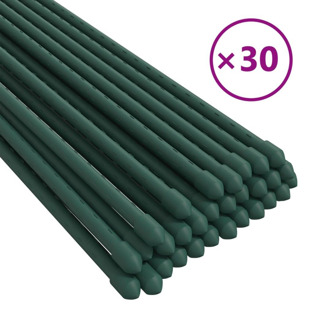 30 pcs Piquets de Fixation - Piquets de sol pour plantes de jardin vert 60 cm acier