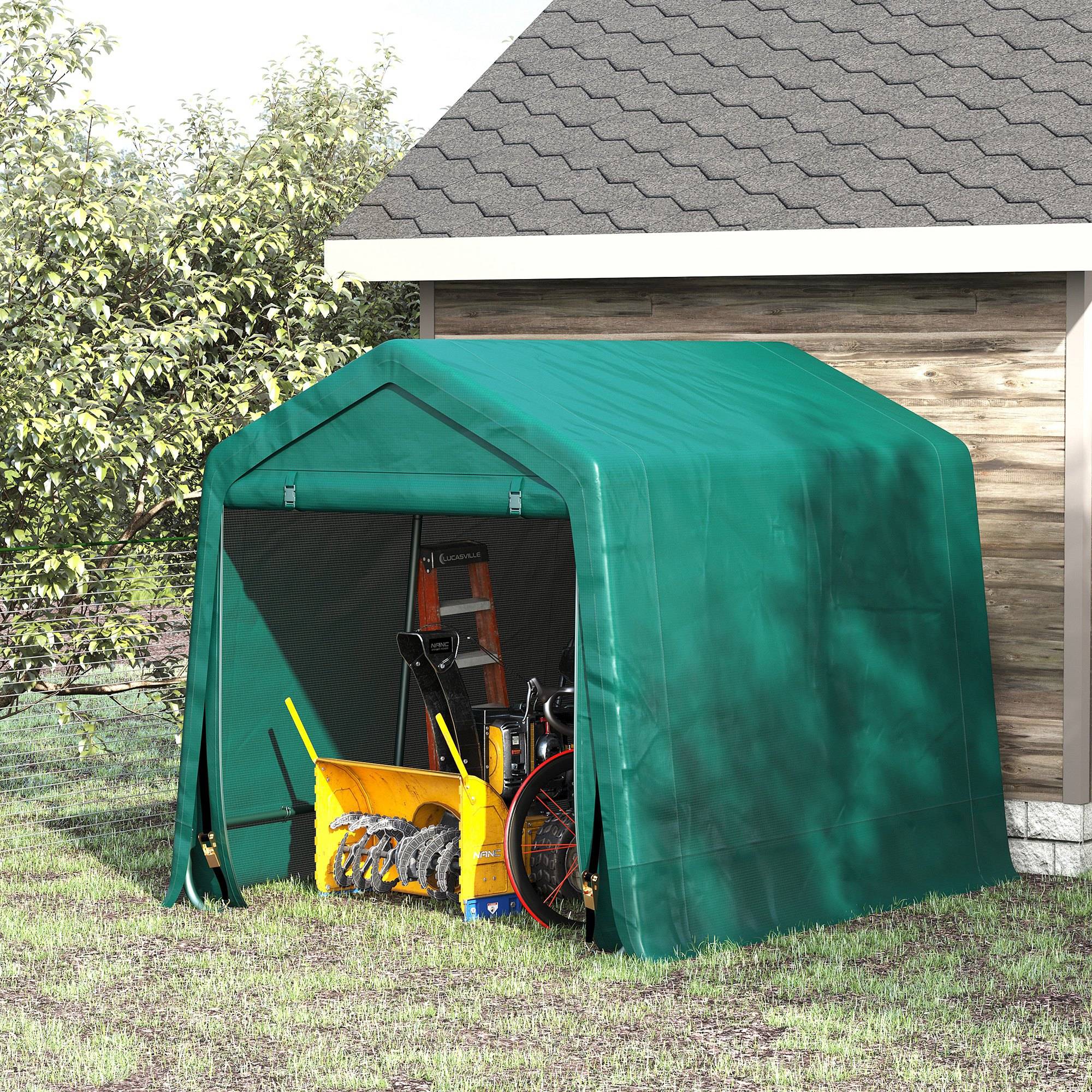 Abri extérieur motos vélos 2,4x2 m métal toile PE imperméable, garage rangement jardin vert - Image 2