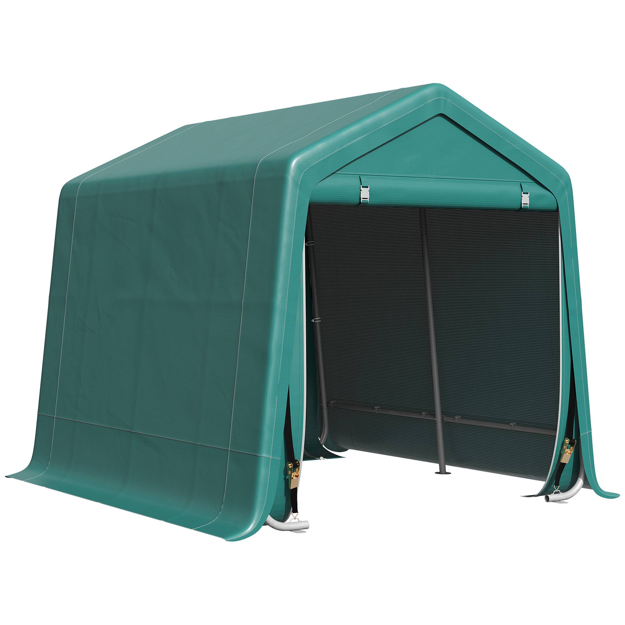 Abri extérieur motos vélos 2,4x2 m métal toile PE imperméable, garage rangement jardin vert - Image 1