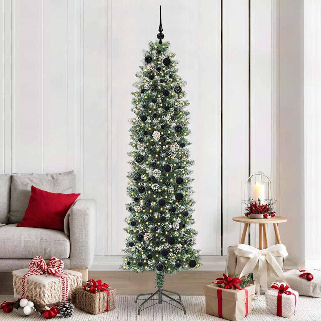 ComfortXL - Kit Sapin de Noël Slim 210 cm Floconné avec 300 LED, 120 Boules et Pommes de Pin – ComfortXL Outdoor Living - Image 1