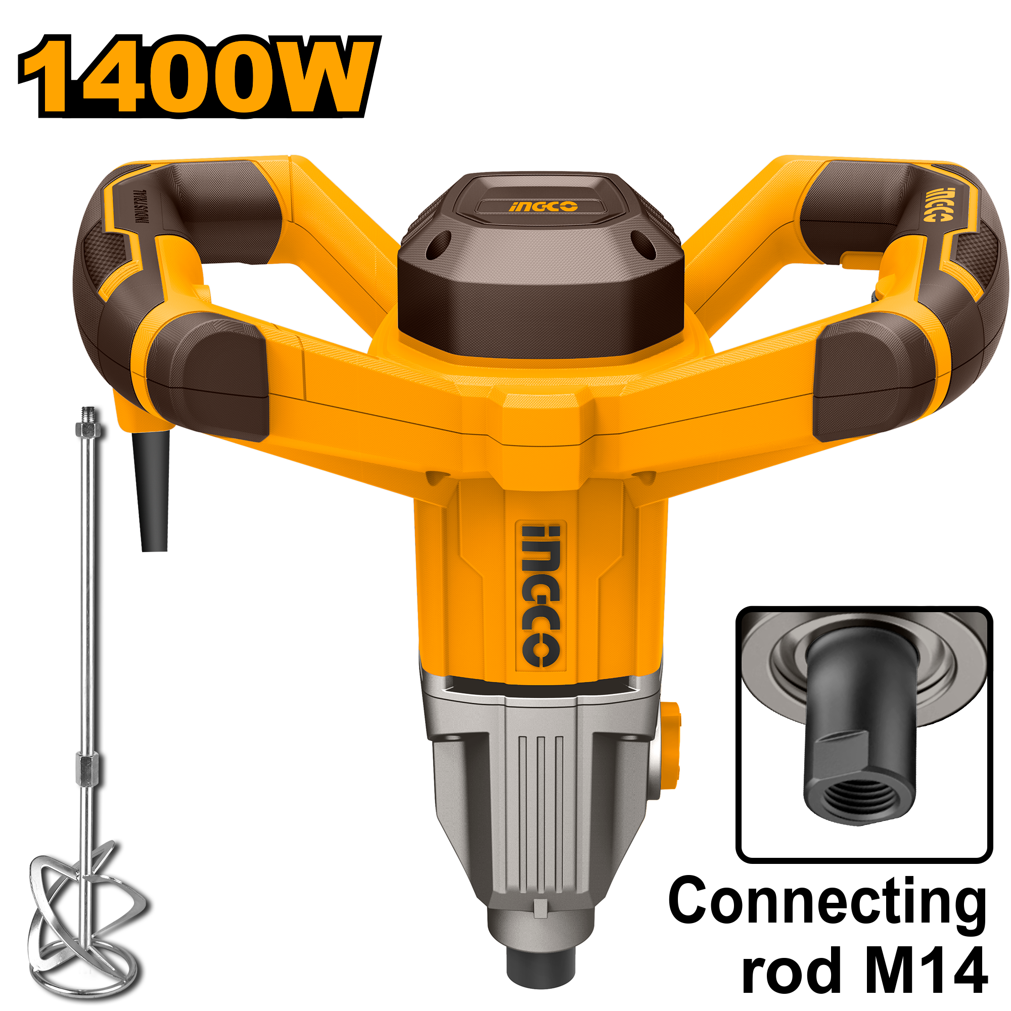 0 - Malaxeur électrique 1400W M14 220V + tige INGCO - Image 3