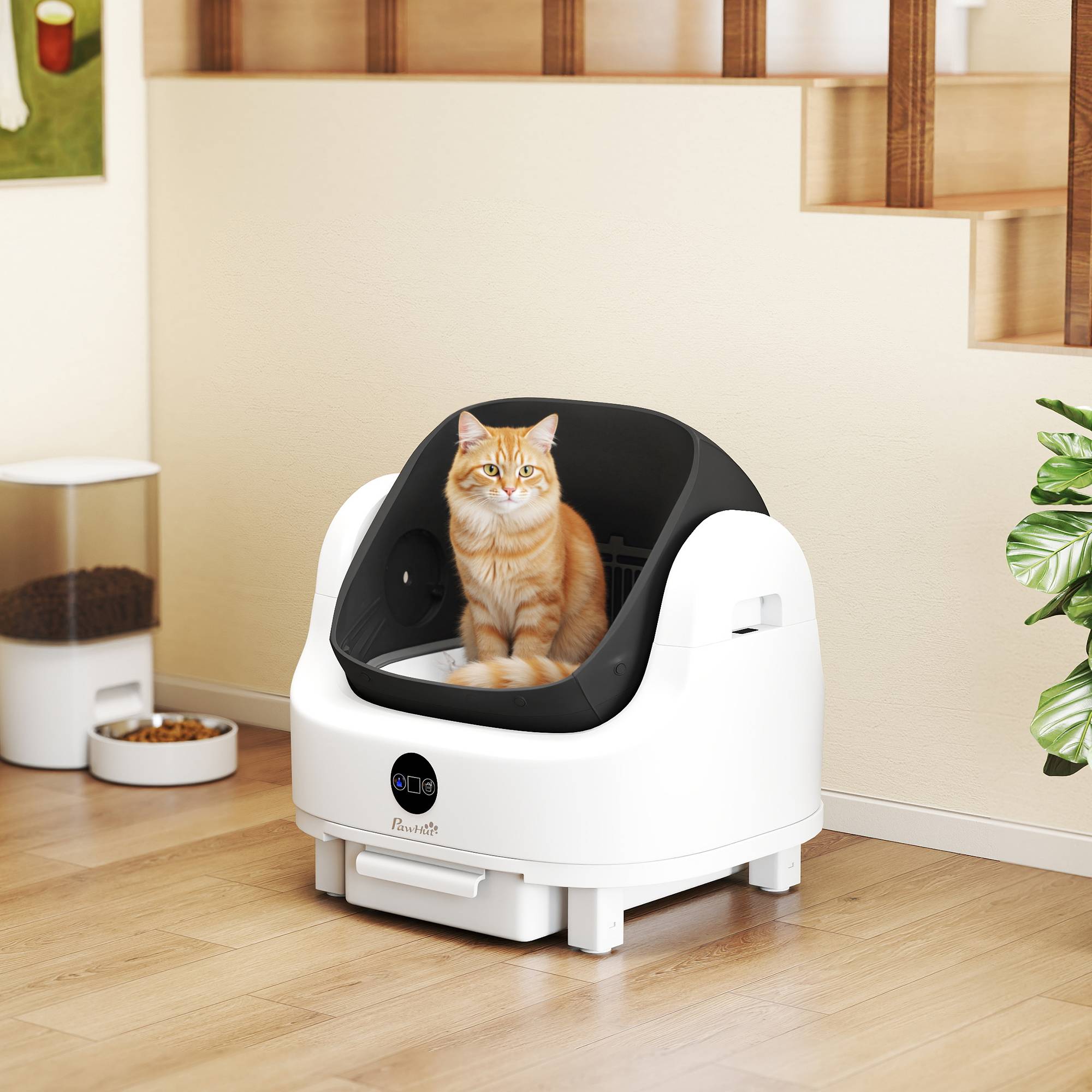 Sans Marque - Litière chat autonettoyante bac à litière pour chat automatique ouvert isolation des odeurs/protection de sécurité blanc