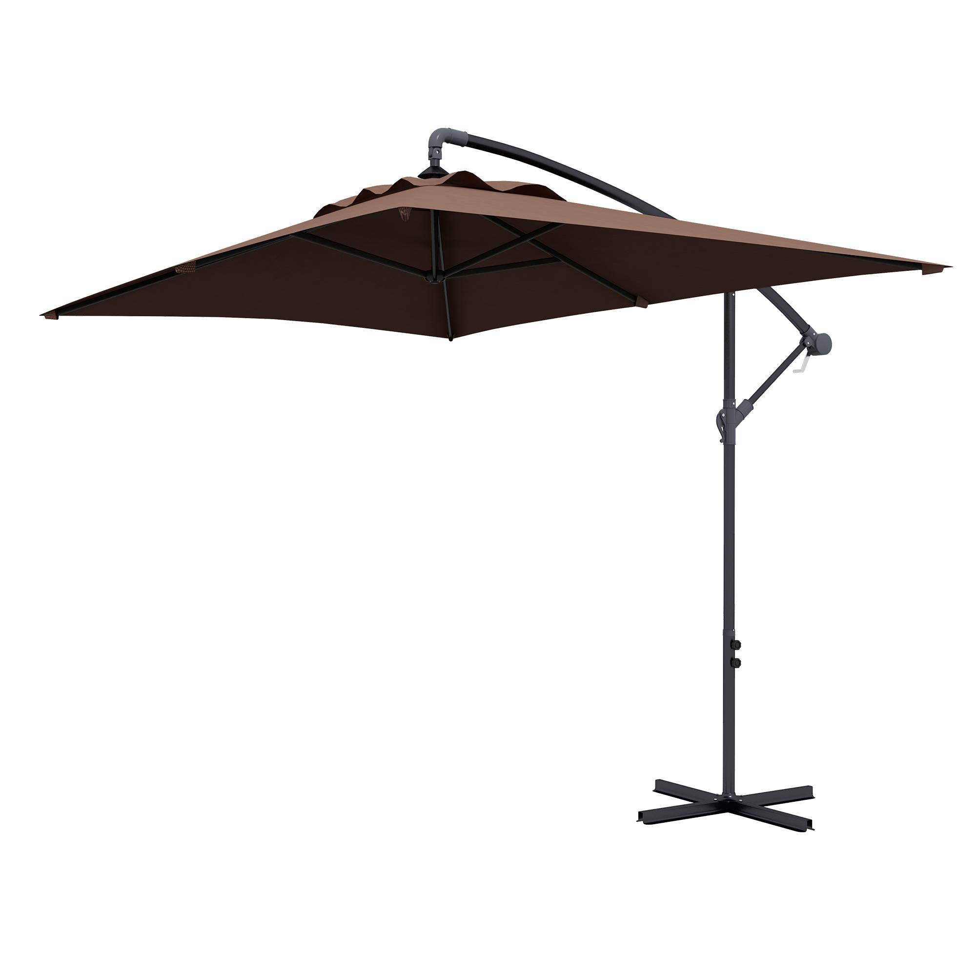 Parasol déporté parasol rectangulaire extérieur manivelle et 6 baleines acier protection UV dim. 294L x 193l x 250H cm - Image 2