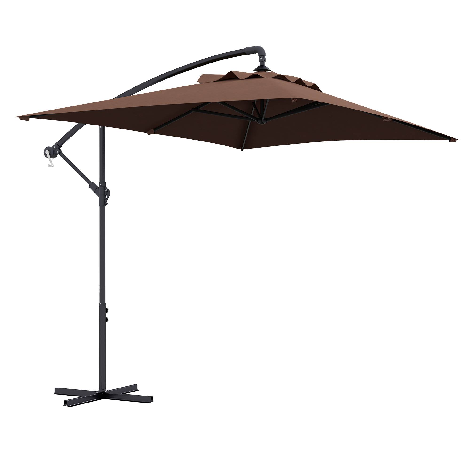 Parasol déporté parasol rectangulaire extérieur manivelle et 6 baleines acier protection UV dim. 294L x 193l x 250H cm - Image 1