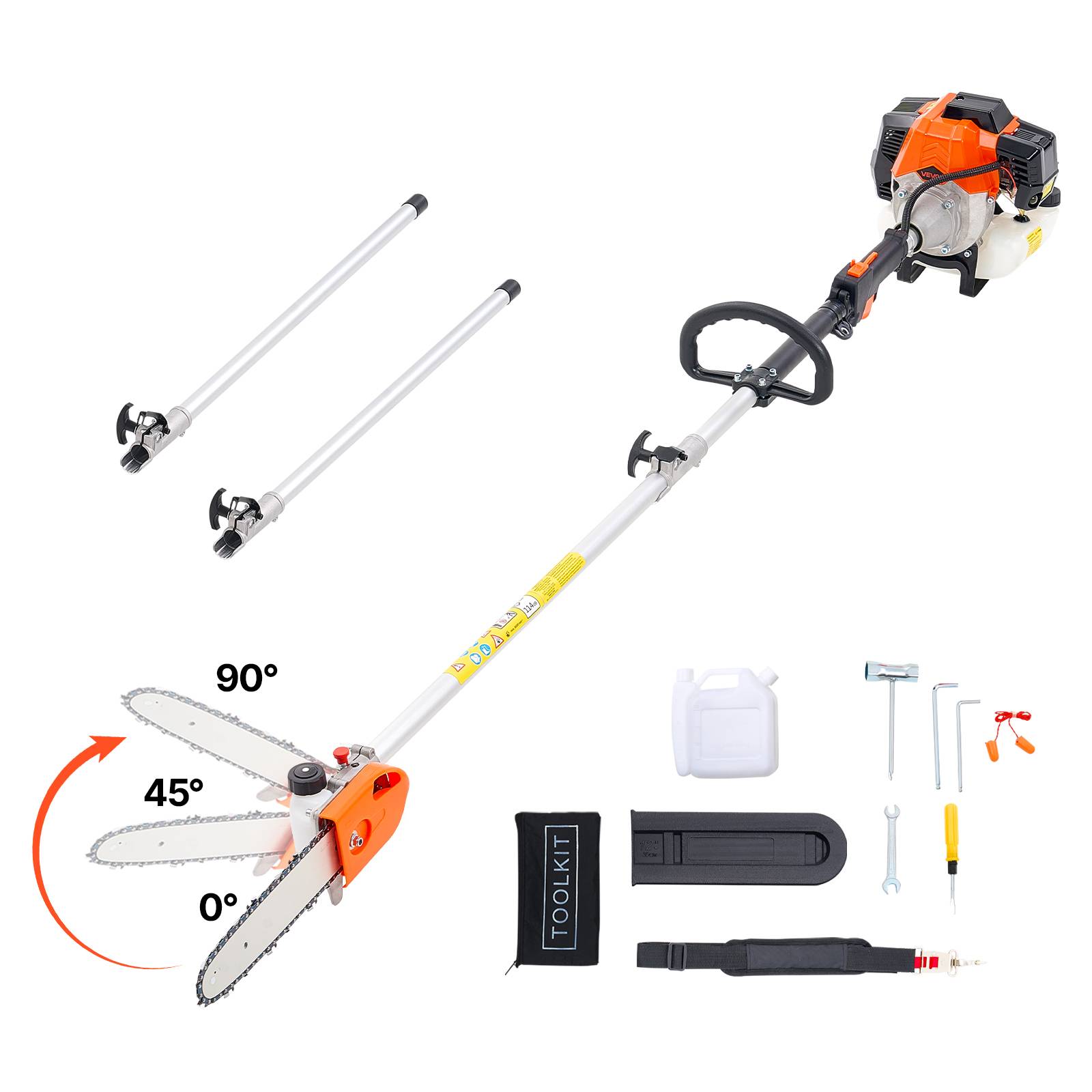 Vevor - VEVOR Élagueuse Thermique sur Perche 2 Temps 43 cc Rotative Guide-chaîne 25,4 cm