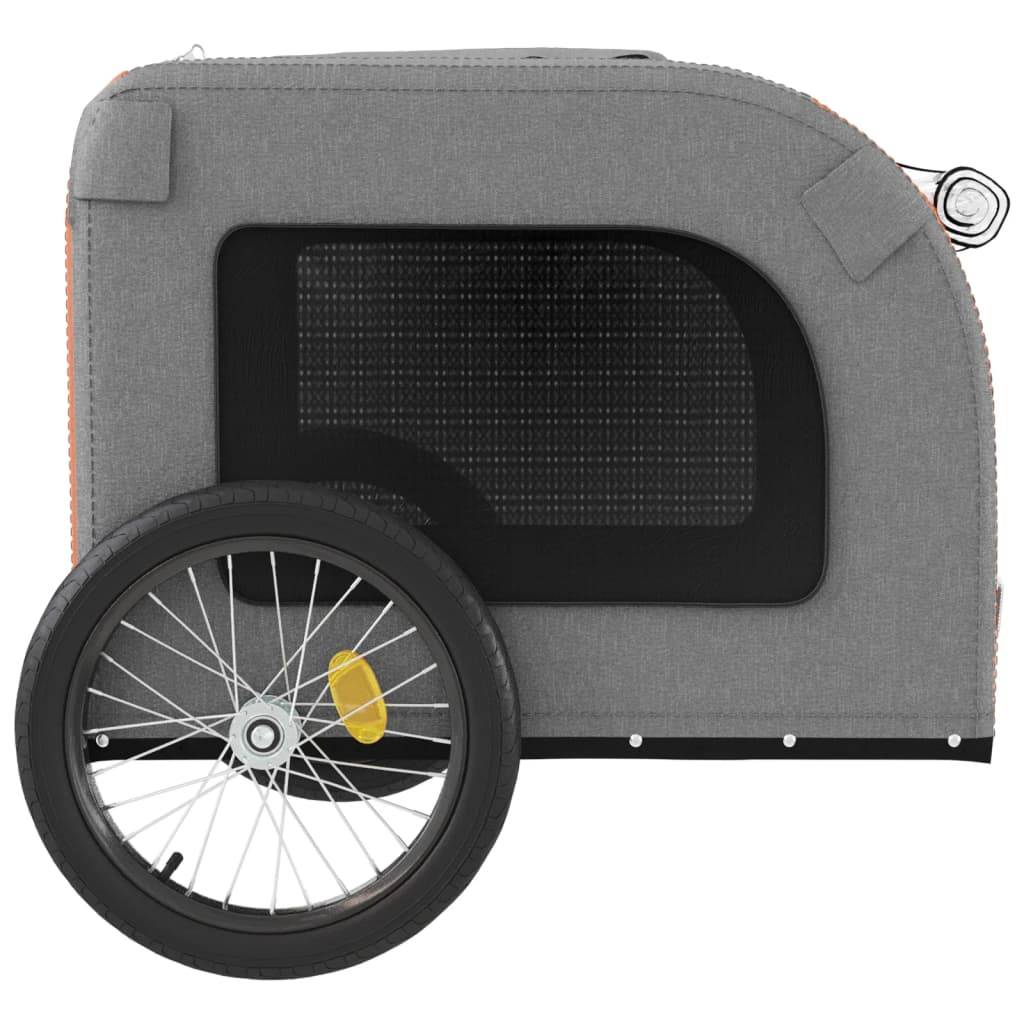 Remorque de vélo pour animaux fer et tissu Oxford orange et gris 69 x 133.5 x 73.5 cm - PANGIVO - Image 7