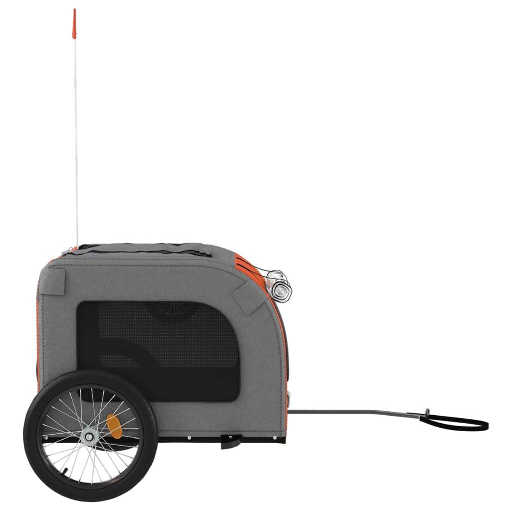 Remorque de vélo pour animaux fer et tissu Oxford orange et gris 69 x 133.5 x 73.5 cm - PANGIVO - Image 6