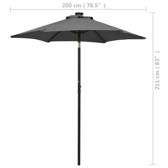 Parasol de jardin | Parasol d'extérieur avec lumières LED anthracite aluminium Maison Chic - Image 9