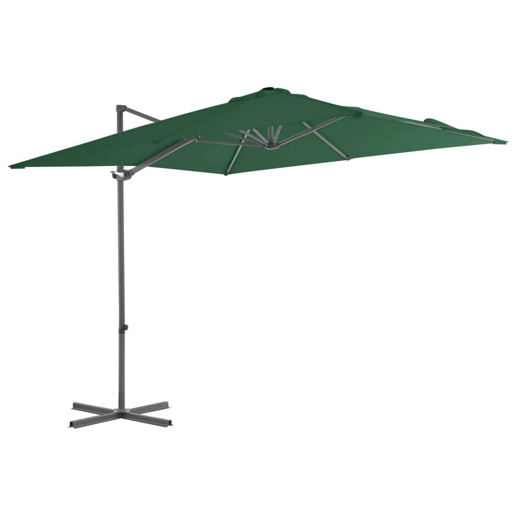 Helloshop26 - Parasol meuble de jardin en porte-à-faux avec mât en acier 250 x 250 cm vert - Image 1