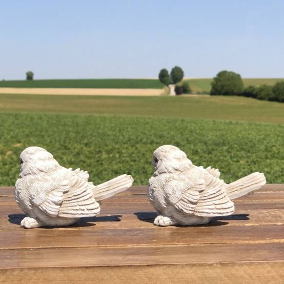 Oiseau décoratif en résine blanche vieillie 8.5 x 5.5 cm Chemin de campagne - Image 4