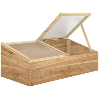 Mini Serre de Jardin Serre pour semis dim. 100L x 50l x 36H cm Toit 2 pans ouvrables séparemment Panneaux de Polycarbonate Bois Sapin pré-huilé