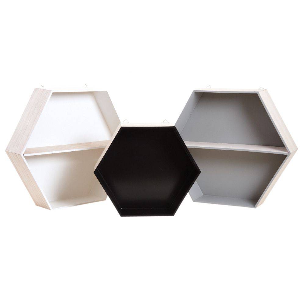 Aubry Gaspard - Etagères hexagonales en bois (Lot de 6) - Image 4