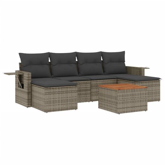 Vidaxl - Salon de jardin avec coussins 7 pcs gris résine tressée vidaXL 3224688 - Image 2