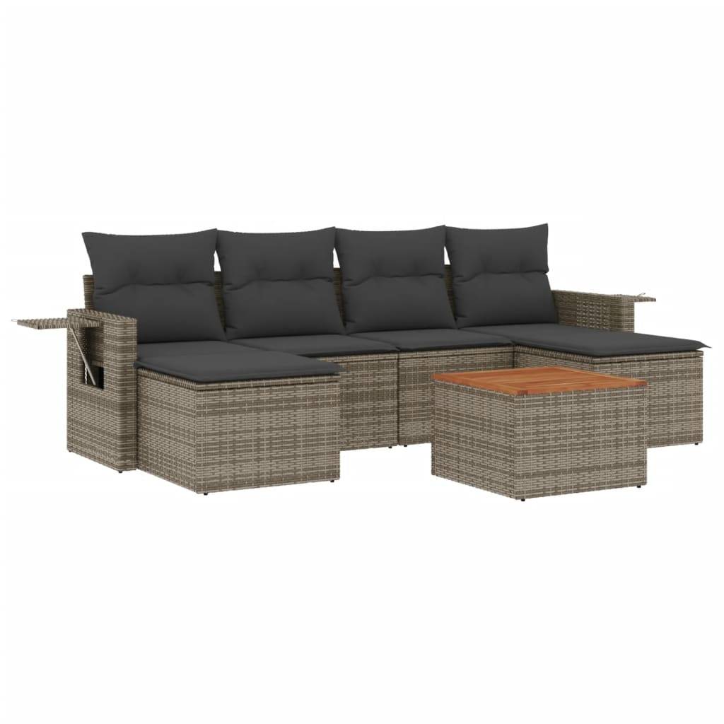Vidaxl - Salon de jardin avec coussins 7 pcs gris résine tressée vidaXL 3224688 - Image 2