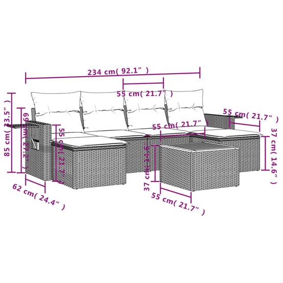 Vidaxl - Salon de jardin avec coussins 7 pcs gris résine tressée vidaXL 3224688 - Image 3