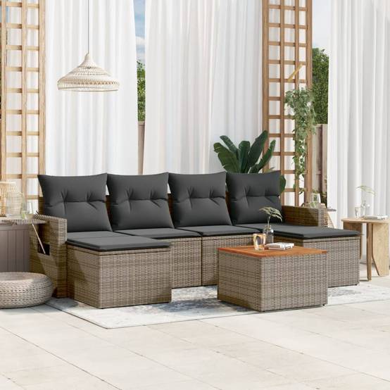 Vidaxl - Salon de jardin avec coussins 7 pcs gris résine tressée vidaXL 3224688 - Image 1