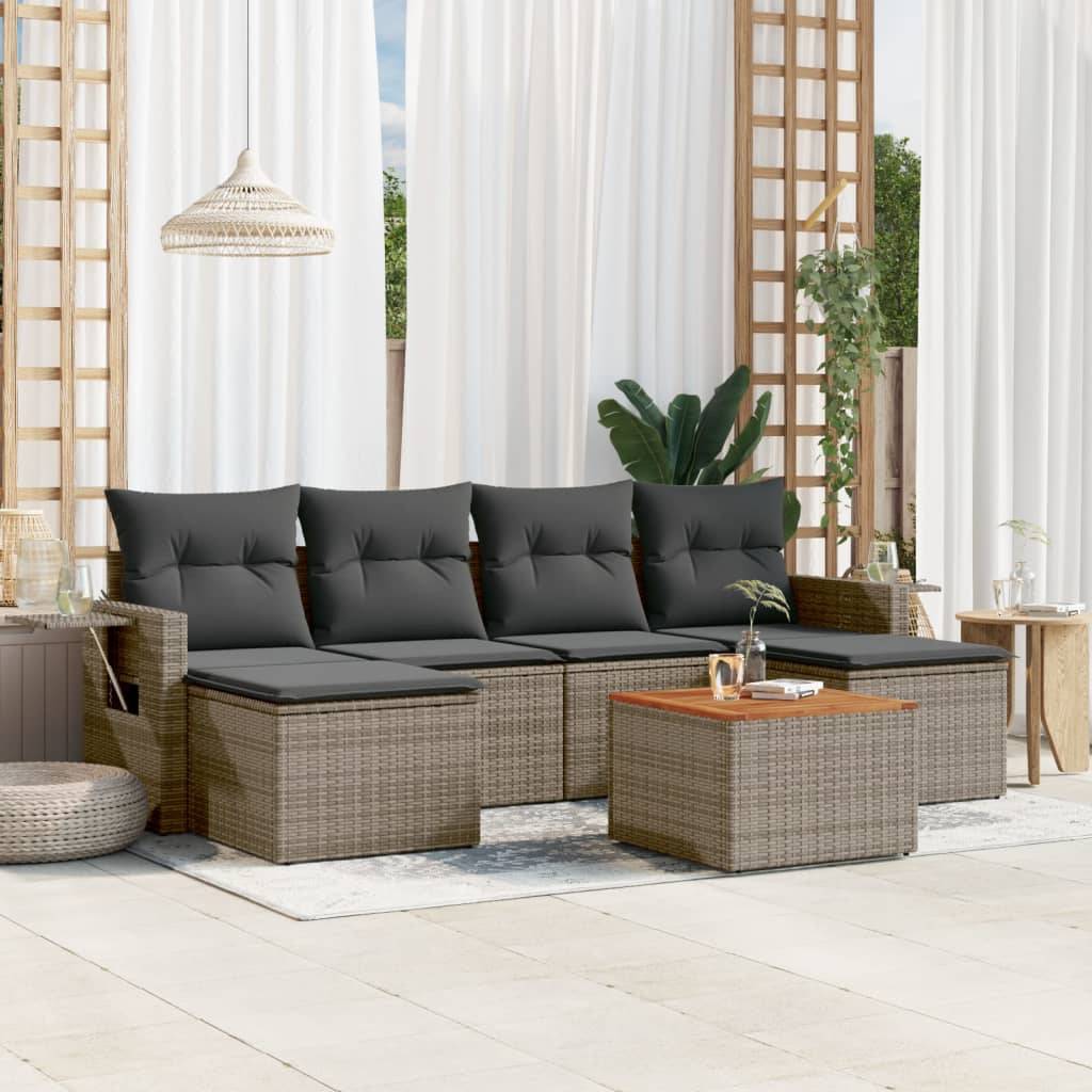 Vidaxl - Salon de jardin avec coussins 7 pcs gris résine tressée vidaXL 3224688 - Image 1