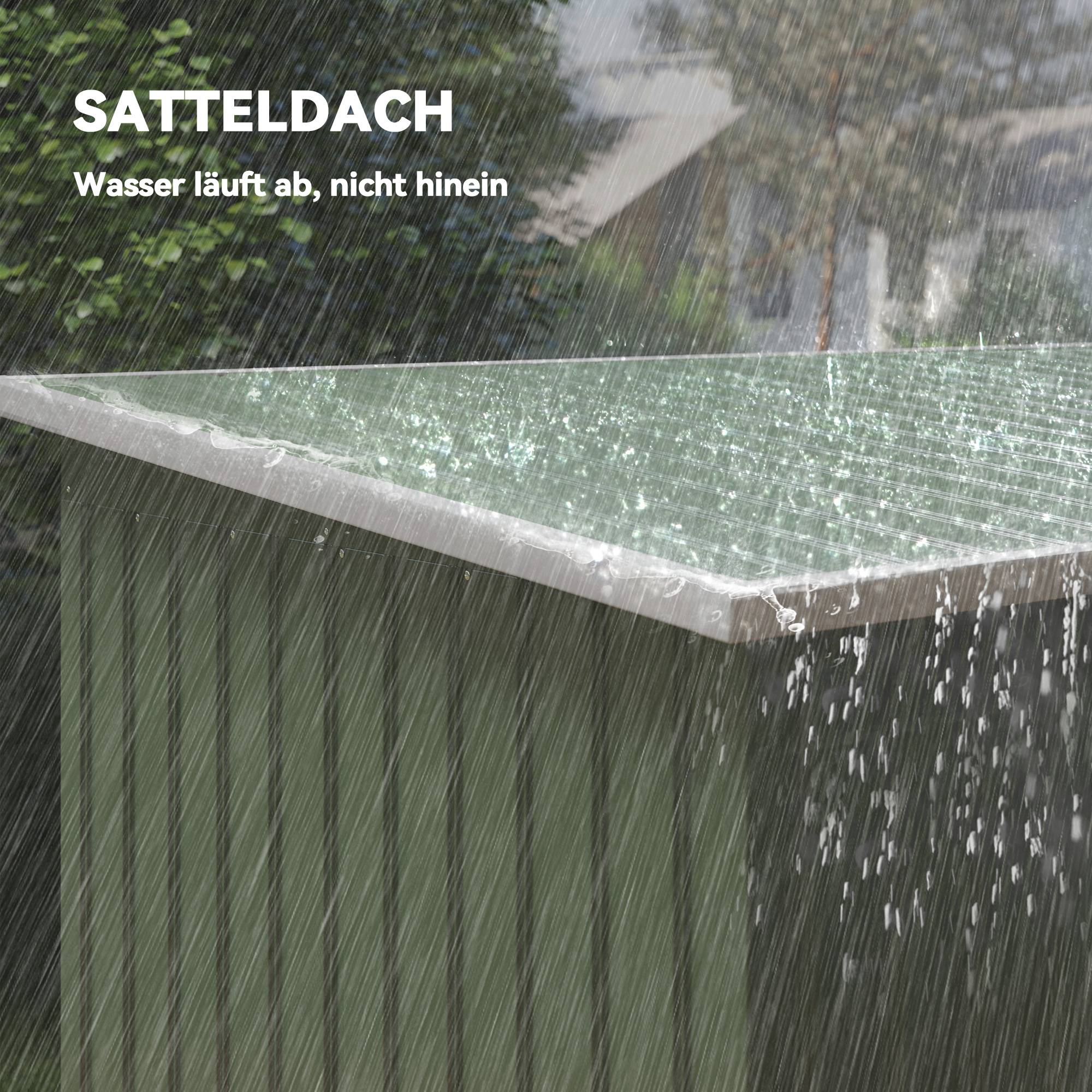 ComfortXL - Abri de jardin métal 280 x 130 x 172 cm anthracite vert clair rangement jardin toit monopente - ComfortXL Outdoor Living - Image 9