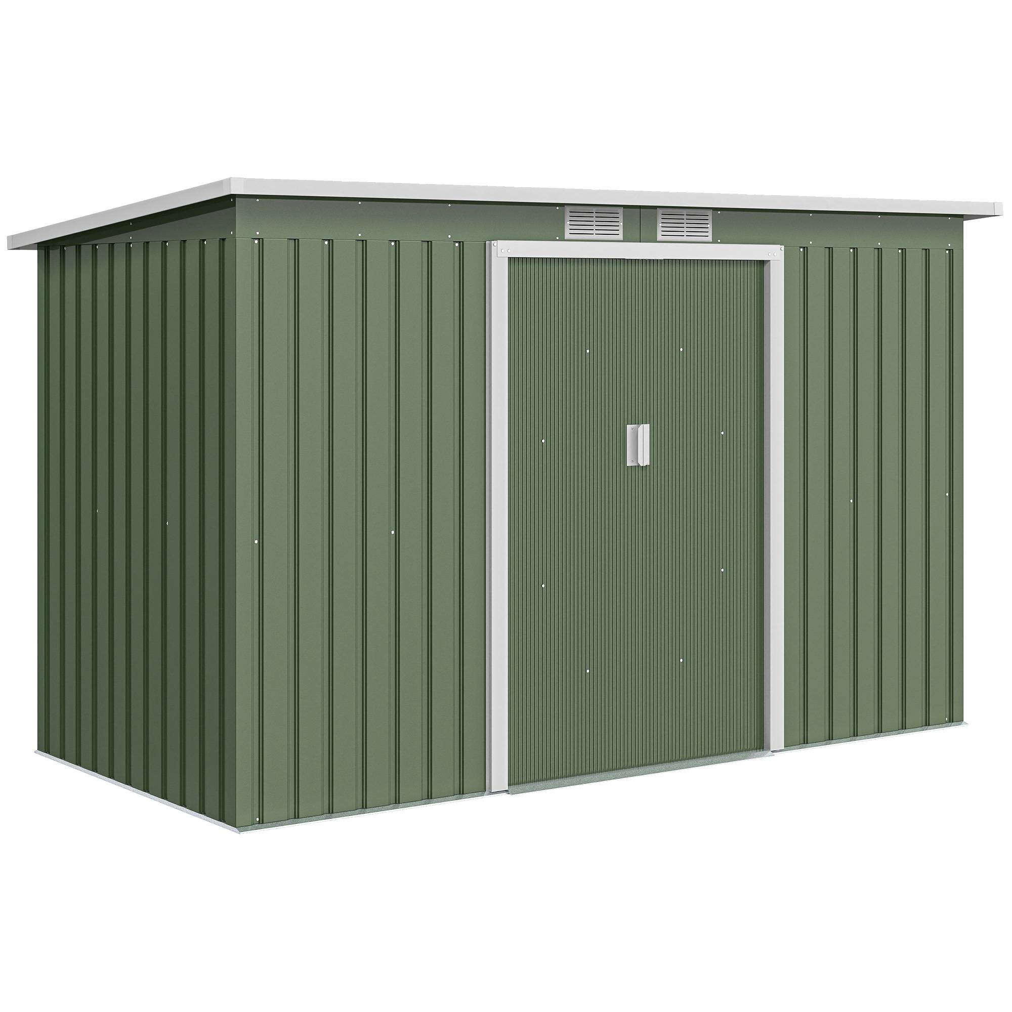 ComfortXL - Abri de jardin métal 280 x 130 x 172 cm anthracite vert clair rangement jardin toit monopente - ComfortXL Outdoor Living - Image 1