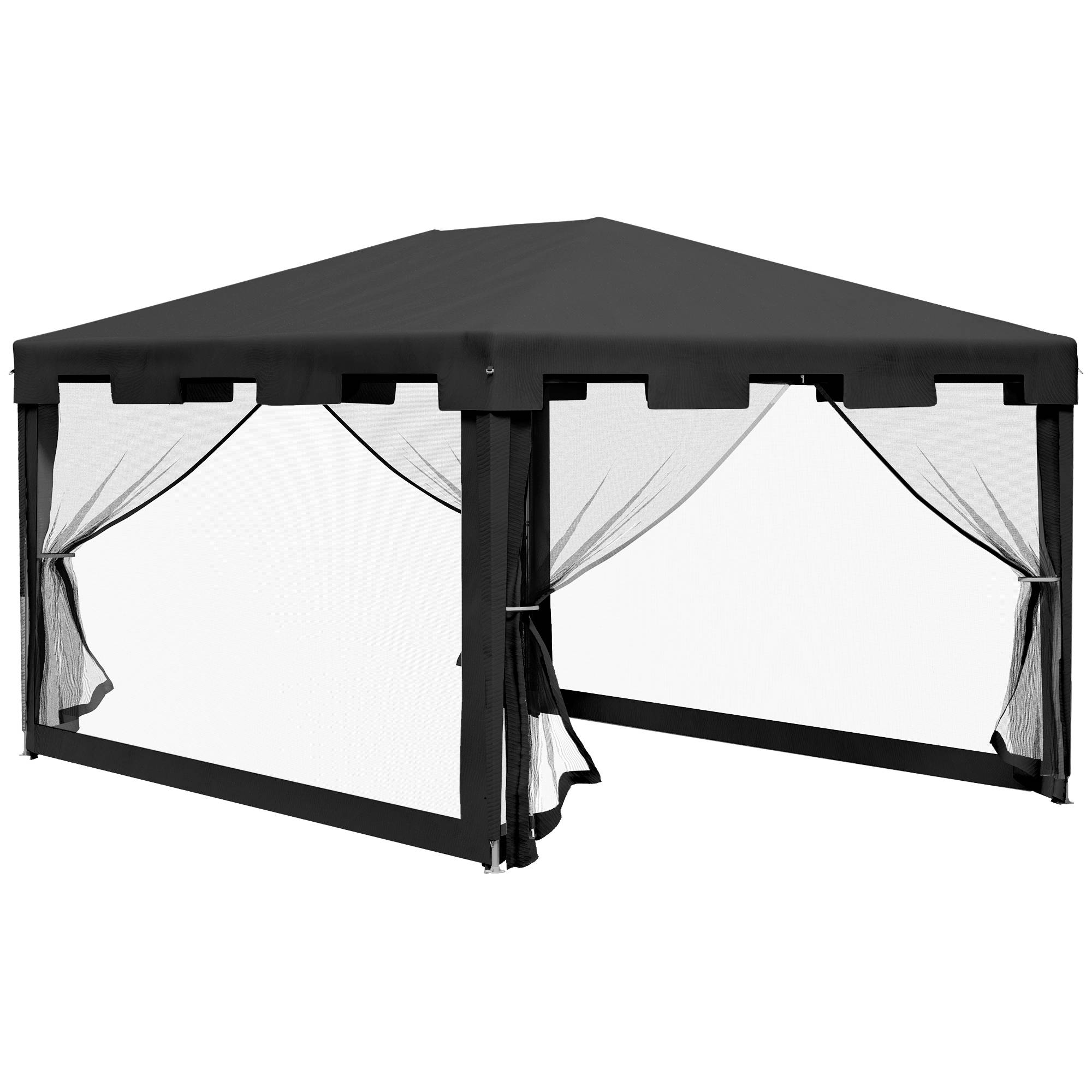 Tonnelle Jardin Métal PE 4x3m Moustiquaires Gris Foncé Fêtes Événements - ComfortXL Outdoor Living - Image 2