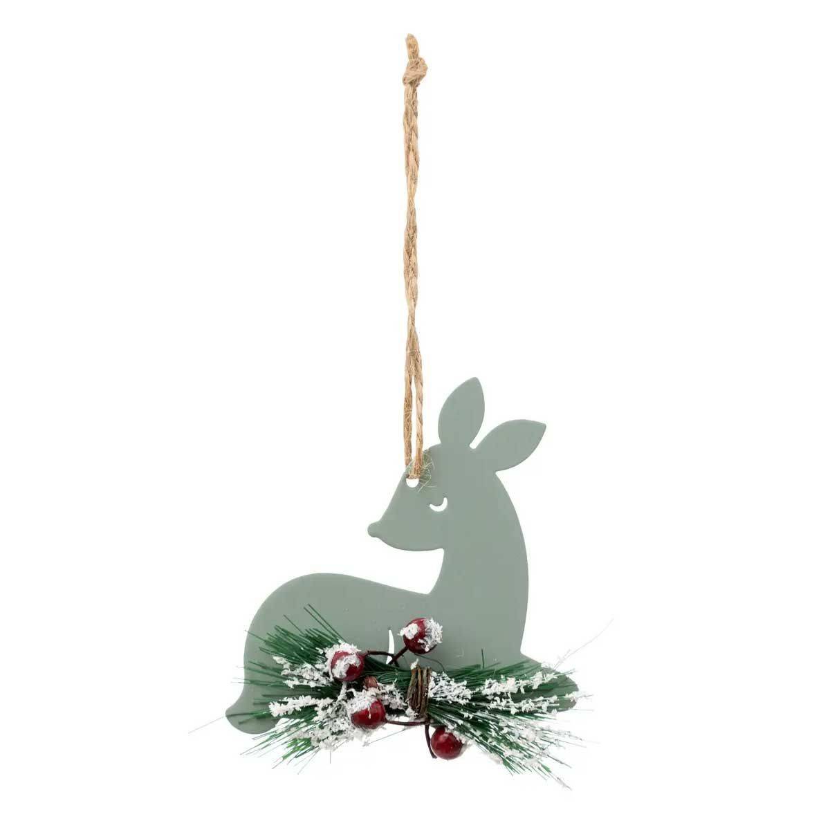 Atmosphera - Sujet de Noël en Métal "Renne" 8cm Vert