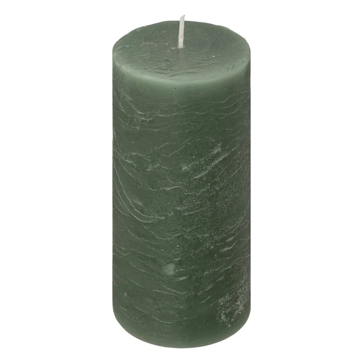 Bougie Cylindrique "Rustic" 14cm Vert Eucalyptus - Image 1