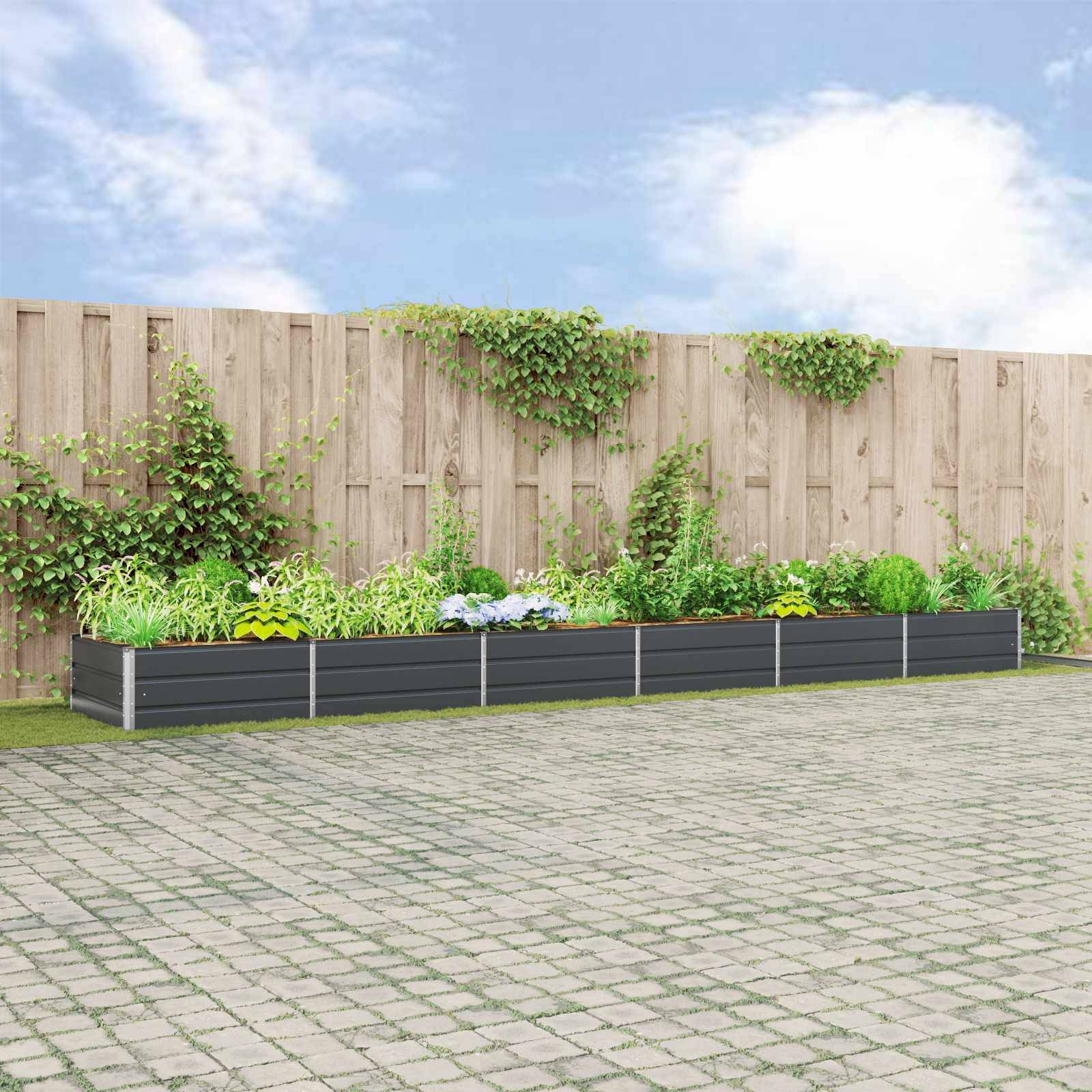 ComfortXL - Très Grand Carré Potager Acier Galvanisé 580x100x45 cm Anthracite - ComfortXL Outdoor Living - Image 1