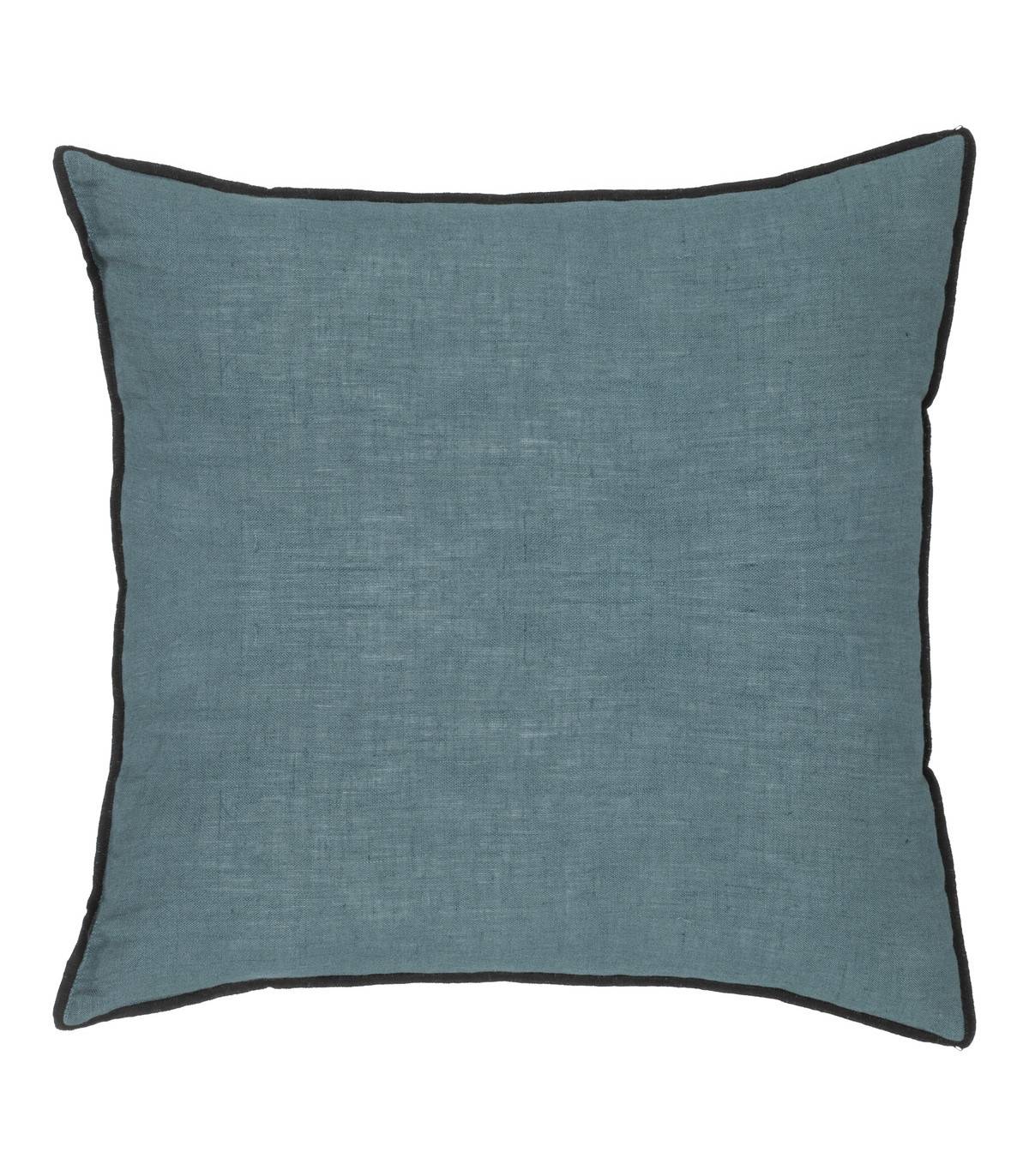 Coussin décoratif déhoussable en Lin et Coton Bleu Canard 45 x 45 cm - Image 1