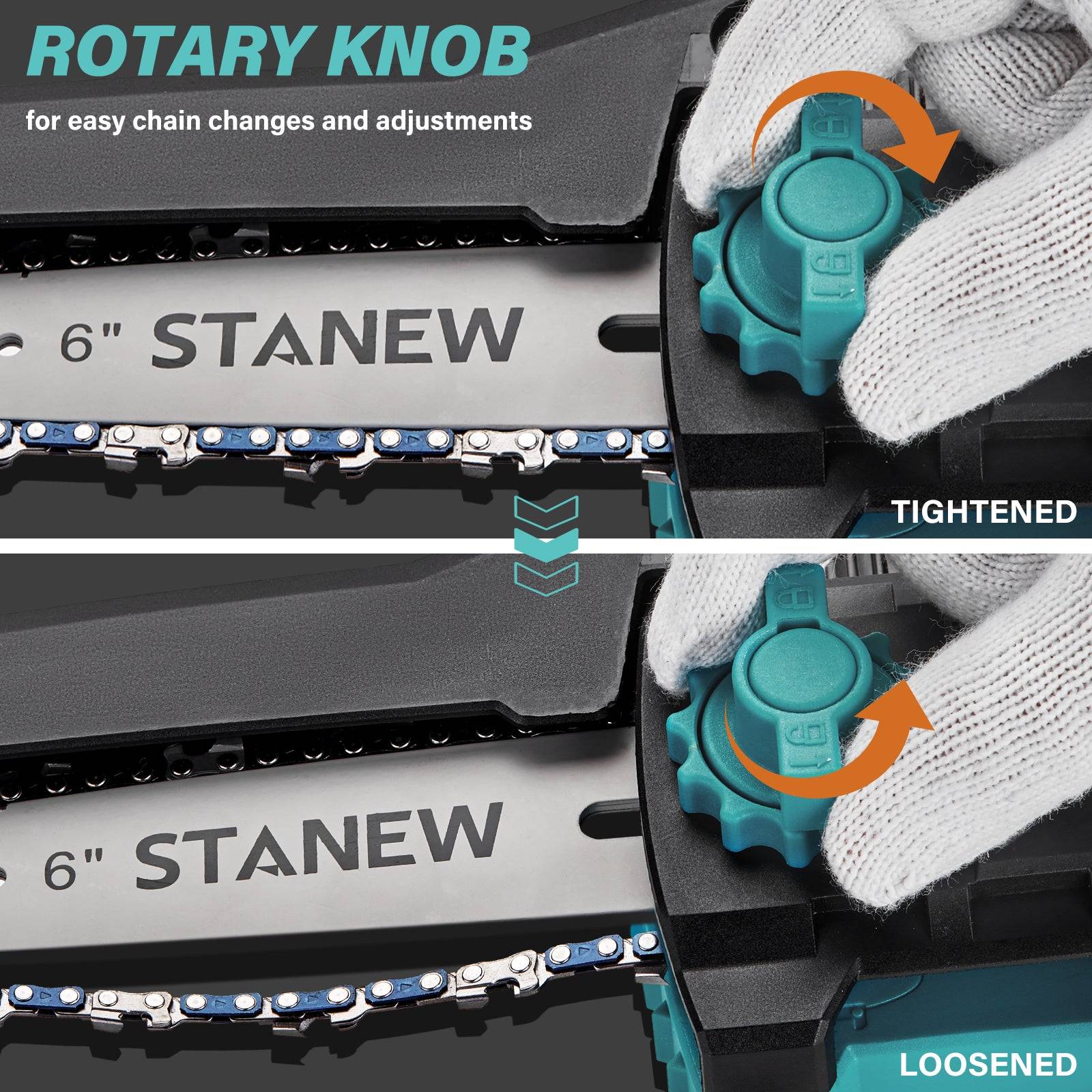 Tronçonneuse sans balais sans fil mini 21V, 600-700 W, 6/8 pouces, batterie 4A × 2 - Image 3