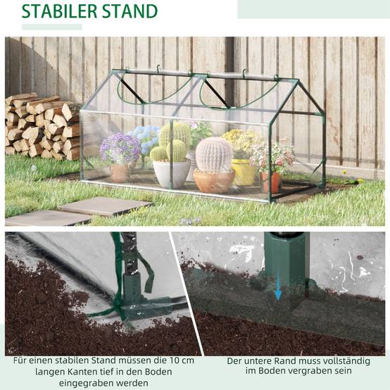 Serre de forçage acier plastique plantes légumes protection hiver 120x60x60cm clair - ComfortXL Outdoor Living - Image 8
