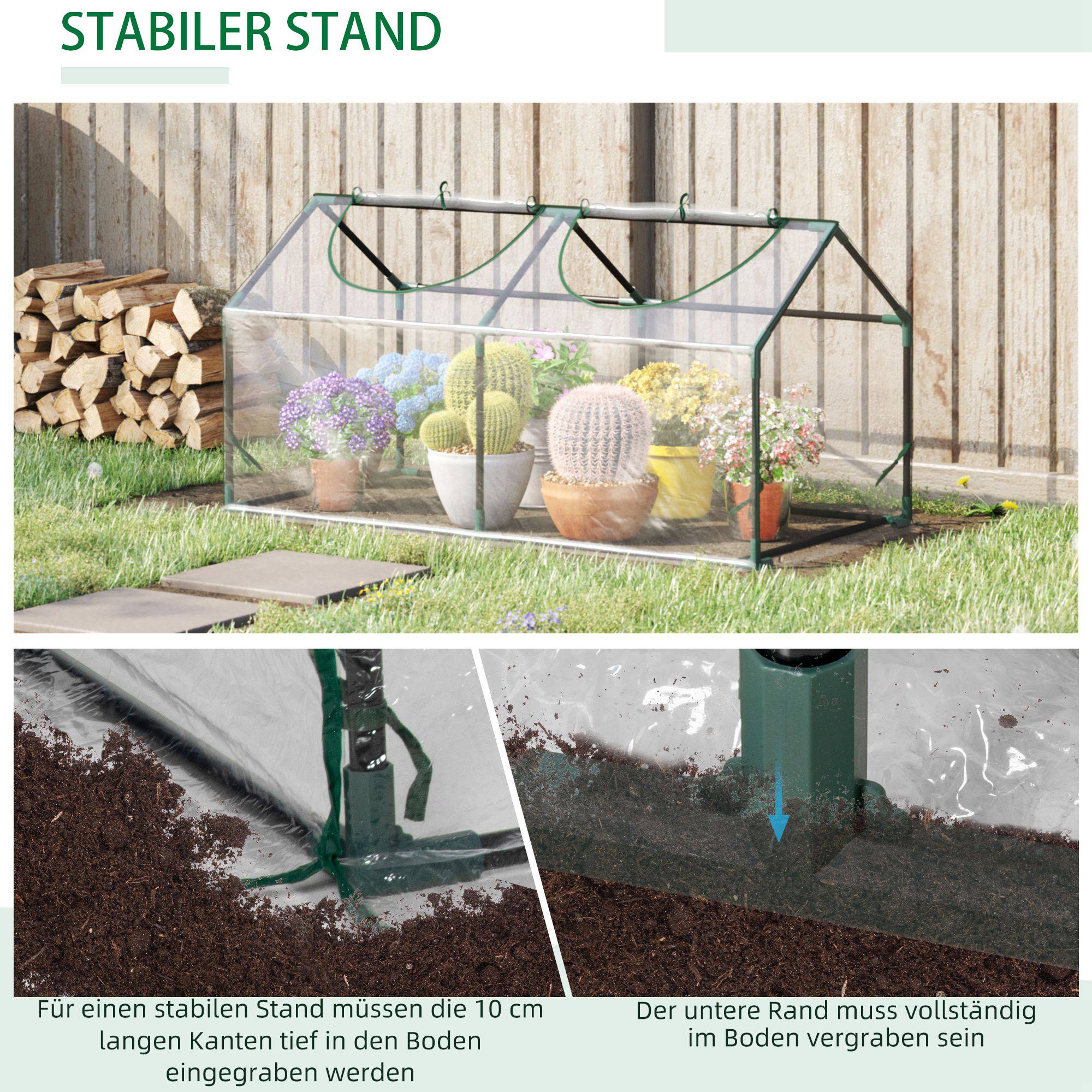 Serre de forçage acier plastique plantes légumes protection hiver 120x60x60cm clair - ComfortXL Outdoor Living - Image 8