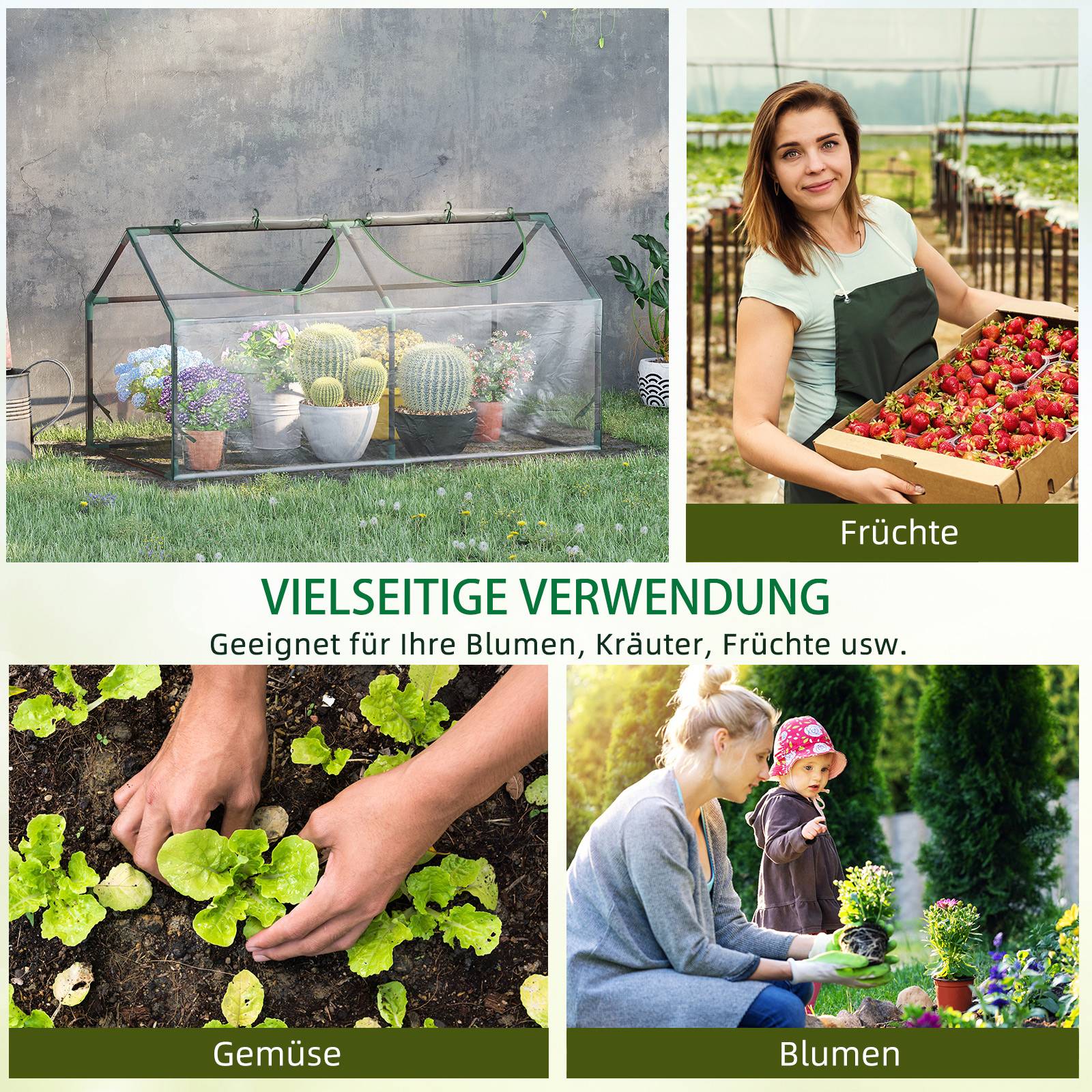 Serre de forçage acier plastique plantes légumes protection hiver 120x60x60cm clair - ComfortXL Outdoor Living - Image 9