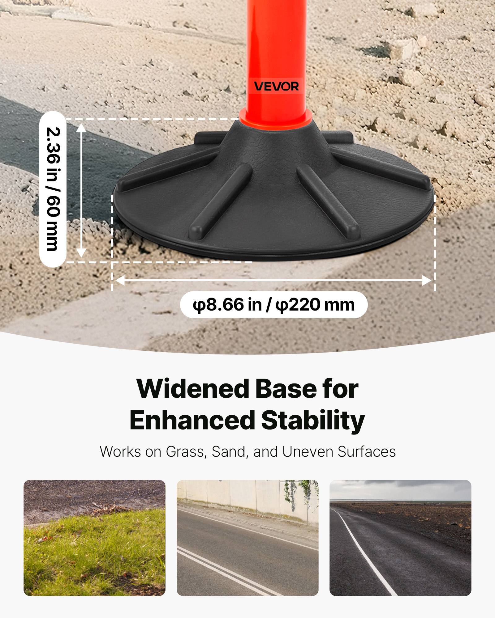 Vevor - VEVOR Poteau de Signalisation Balise de Délimitation 4PCs 87,1 cm Base Lestée - Image 3