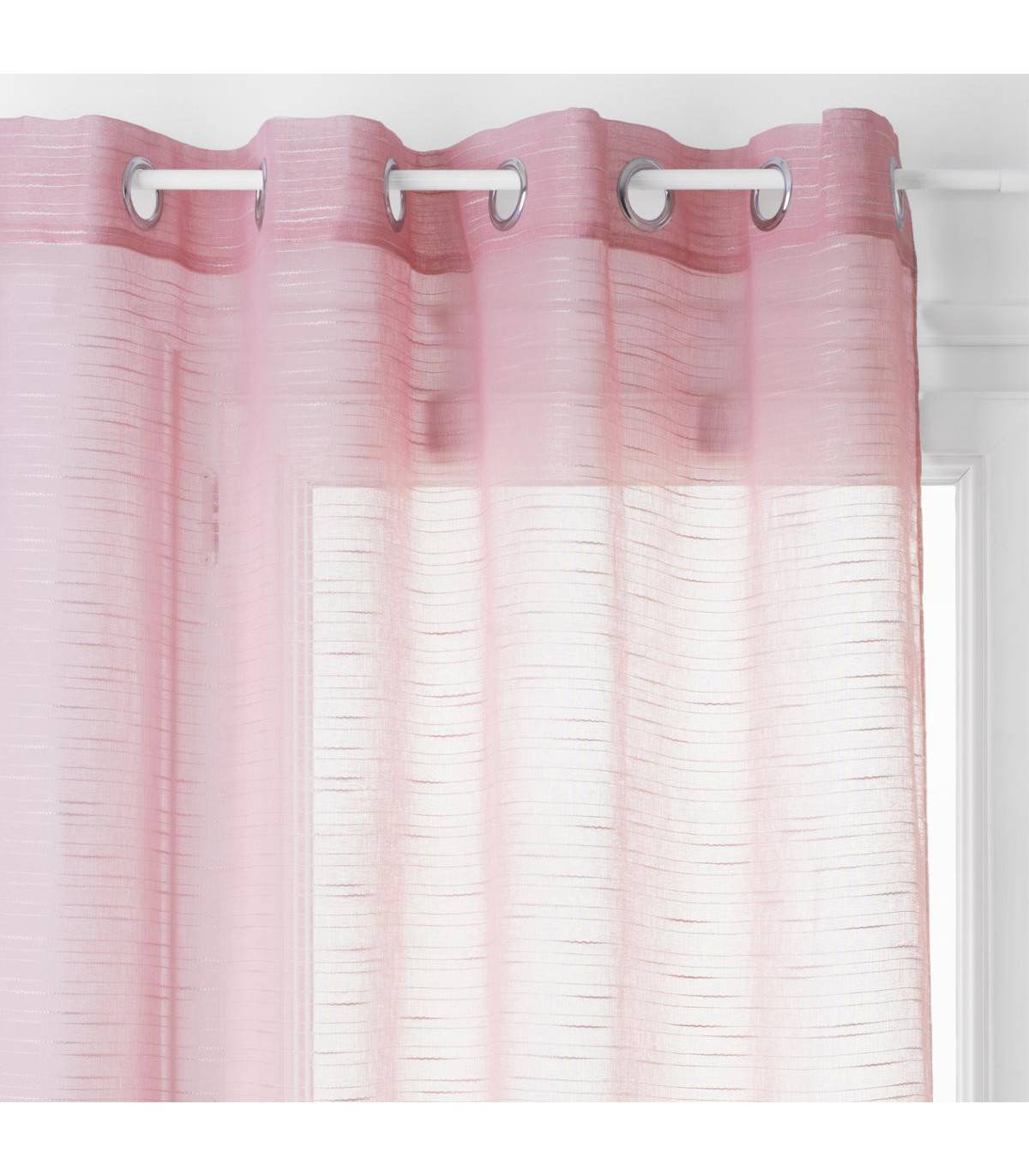 Voilage à œillets Rose texturé 140 x 240 cm - Image 1