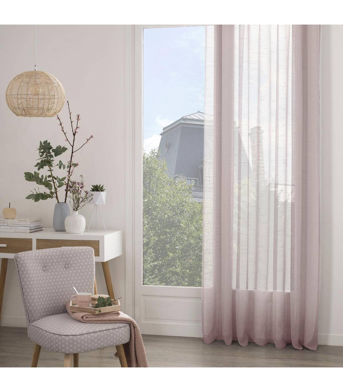 Voilage à œillets Rose texturé 140 x 240 cm - Image 4