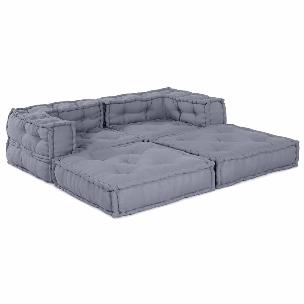 Canapé modulaire tissu gris 140 x 70 x 56 cm - PANGIVO - Image 2