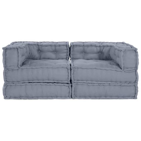 Canapé modulaire tissu gris 140 x 70 x 56 cm - PANGIVO - Image 8
