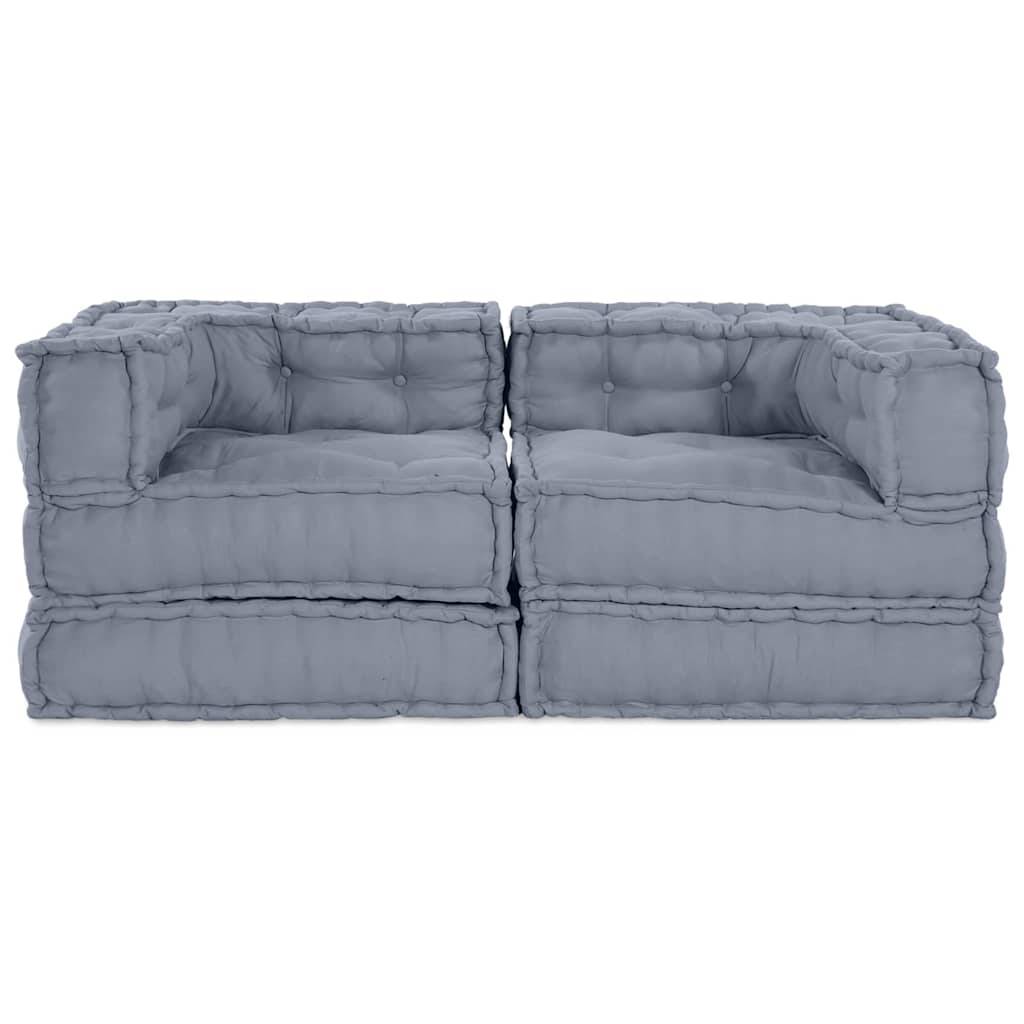 Canapé modulaire tissu gris 140 x 70 x 56 cm - PANGIVO - Image 8