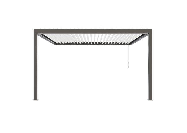 Pergola Bioclimatique Aluminium Adossée Gris 4x3,5 Manuelle S ORIAL France - Image 9