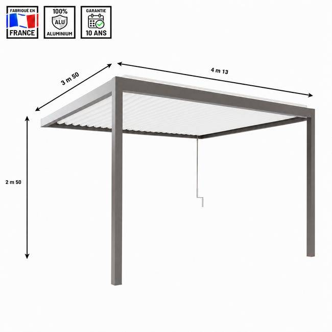 Pergola Bioclimatique Aluminium Adossée Gris 4x3,5 Manuelle S ORIAL France - Image 2
