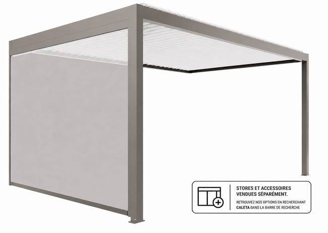 Pergola Bioclimatique Aluminium Adossée Gris 4x3,5 Manuelle S ORIAL France - Image 4