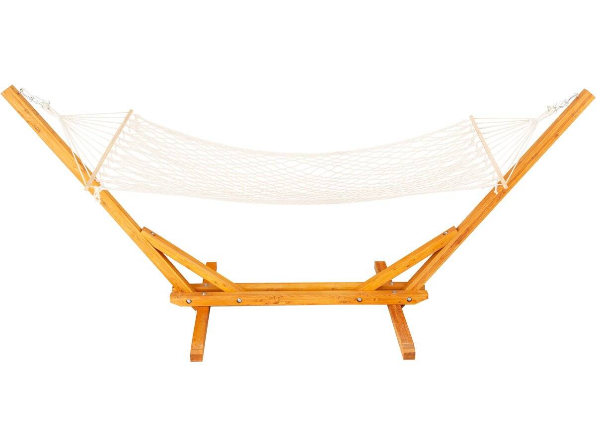Habitat Et Jardin - Hamac Bois Avec Toile En Macramé "dallas" - 305 X 120 X 123 Cm - Blanc -habitat Et Jardin - Image 4