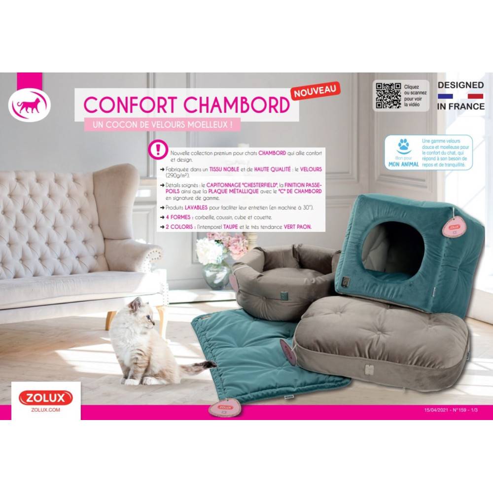 Zolux - Corbeille Chesterfield Chambord Taupe. ø 41 cm. pour chats. - Image 6