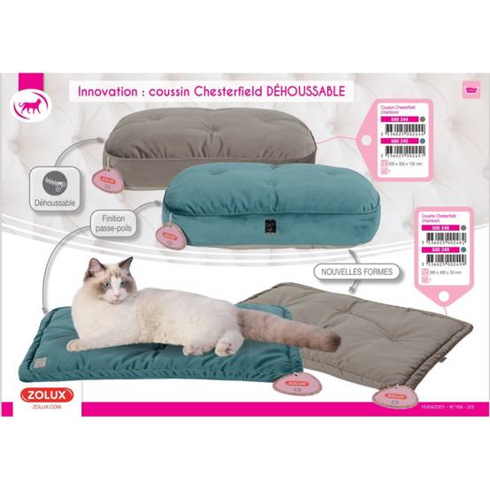 Zolux - Corbeille Chesterfield Chambord Taupe. ø 41 cm. pour chats. - Image 8