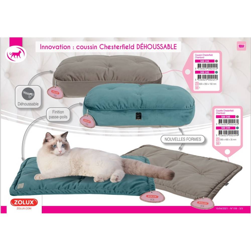 Zolux - Corbeille Chesterfield Chambord Taupe. ø 41 cm. pour chats. - Image 8